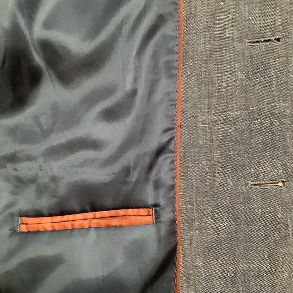 H&M Neutral Gray Linen Blazer Size 44R - Picture 12 of 14